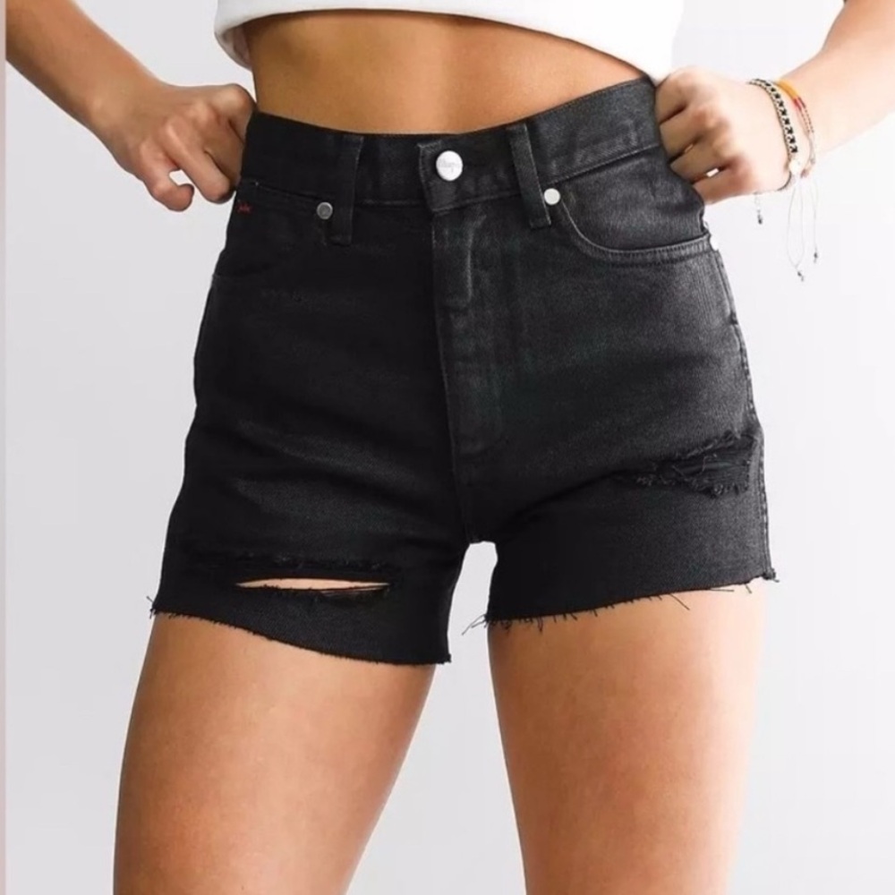 Black Distressed Denim Shorts